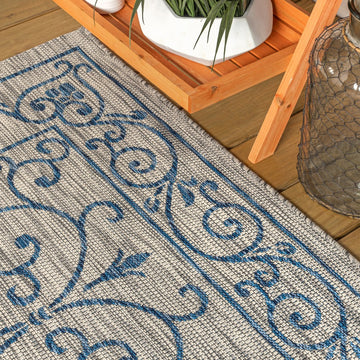 Charleston Vintage Filigree Textured Weave Indoor/outdoor Octagon Rug
